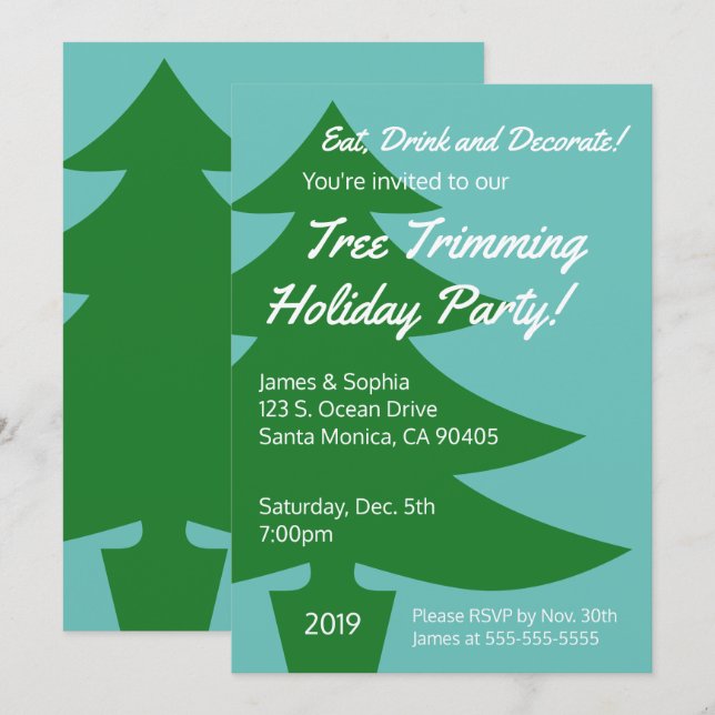 Invitación a fiesta de fiesta de recorte de árbol  (Anverso / Reverso)