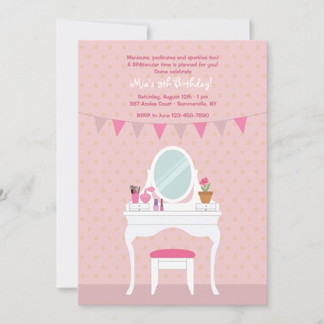 Invitación a fiesta de fiesta de spa de pecho refl (Anverso)