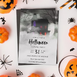 Invitación a fiesta de Foggy Mansion Halloween