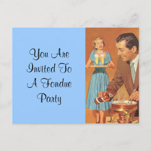 Invitación a fiesta de Fondue de postcard vintage