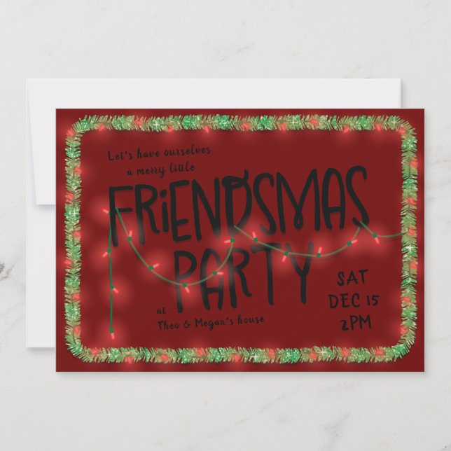 Invitación a Fiesta de Friendsmas | Luces de vacac (Anverso)