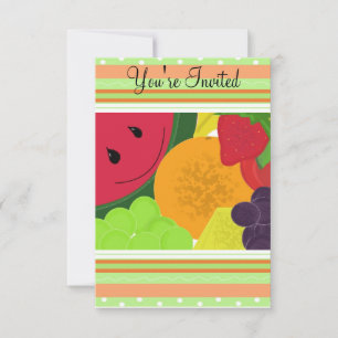 Invitación a fiesta de frutas divertidas
