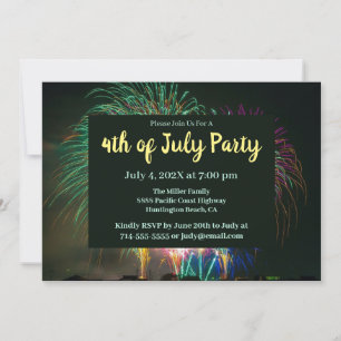 Invitación a fiesta de fuegos artificiales diverti
