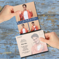 Invitación a fiesta de graduación azul con varias 