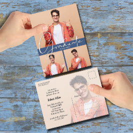 Invitación a fiesta de graduación azul con varias