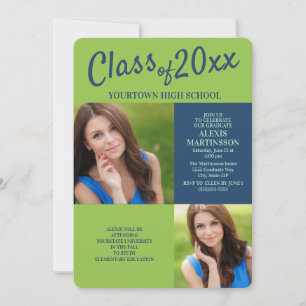Invitación a fiesta de graduación azul marino y ve