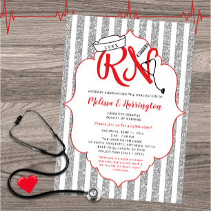 Invitación a fiesta de graduación de enfermeras, R