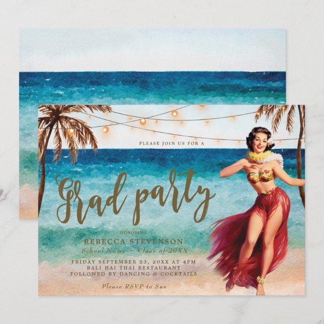 invitación a fiesta de graduación de la escena de  (Anverso / Reverso)
