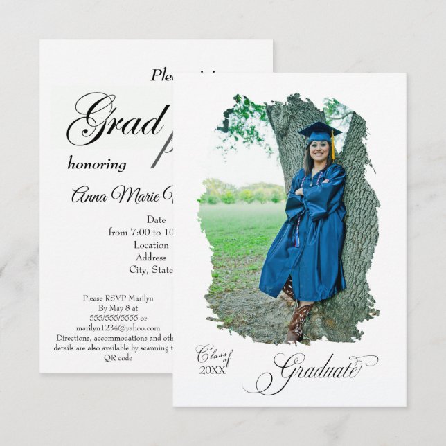 invitación a fiesta de graduación estilo moderno (Anverso / Reverso)