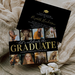 Invitación a fiesta de graduación moderna con coll