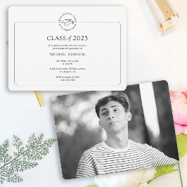 Invitación a fiesta de graduación simple negro y b