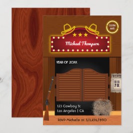 Invitación a fiesta de graduación temática de vaqu