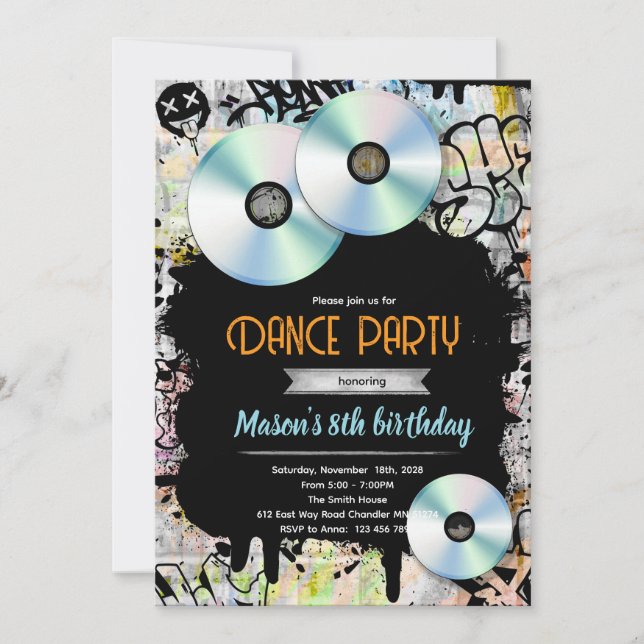 Invitación a fiesta de Graffiti Hip Hop en CD-R (Anverso)