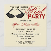 Invitación a fiesta de grupo retro gafas de sol de