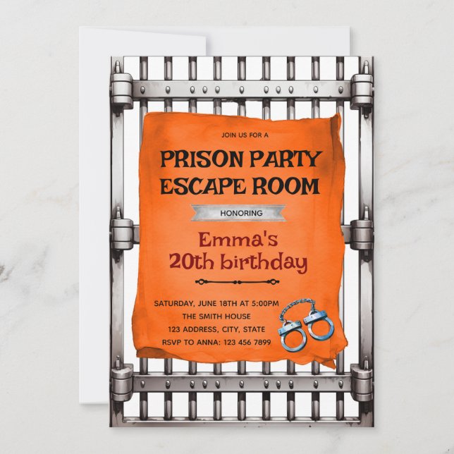 Invitación a fiesta de habitación de escape de pri (Anverso)