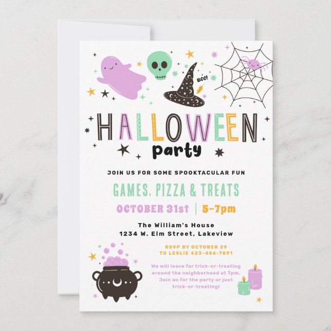 Invitación a fiesta de Halloween (Anverso)