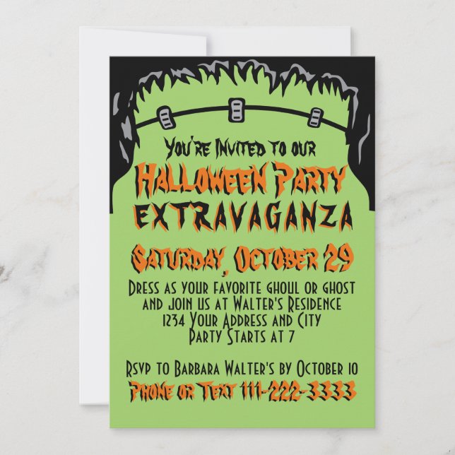 Invitación a Fiesta de Halloween (Anverso)