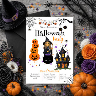 invitación a fiesta de Halloween con calaveras