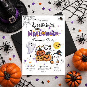 invitación a fiesta de Halloween con calaveras y f