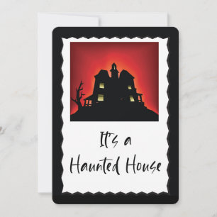 Invitación a fiesta de Halloween con casa embrujad