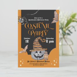Invitación a fiesta de Halloween con disfraces cut