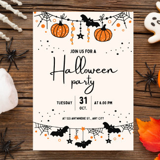 Invitación a fiesta de Halloween con Naranja beige