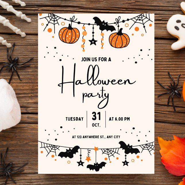 Invitación a fiesta de Halloween con Naranja beige (Subido por el creador)