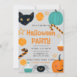Invitación a fiesta de Halloween con Naranja gris