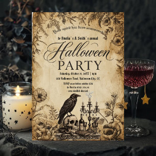 Invitación a fiesta de Halloween Cuervo gótico v