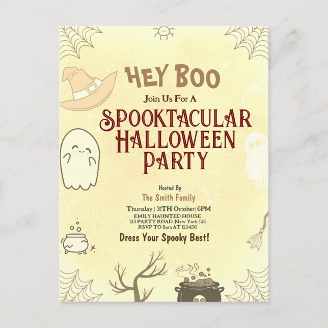 Invitación a fiesta de Halloween Cute Spooktacular (Anverso)