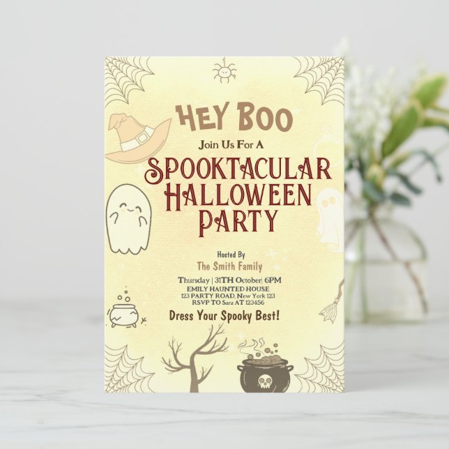 Invitación a fiesta de Halloween Cute Spooktacular (Anverso de pie)