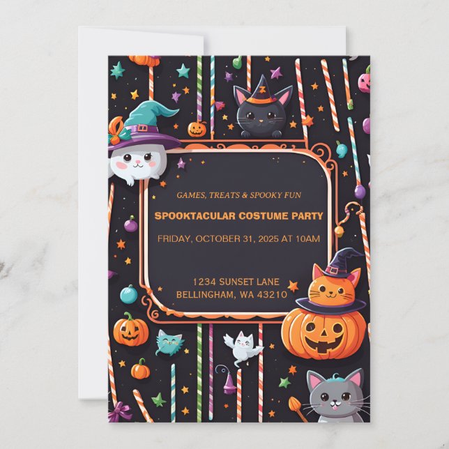 Invitación a fiesta de Halloween Cute Spooktacular (Anverso)