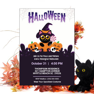 Invitación a fiesta de Halloween de Cute Kids Paws