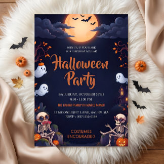 Invitación a fiesta de Halloween de fantasma lindo