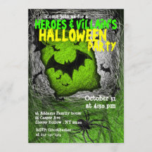 Invitación a fiesta de Halloween de Hero Villian