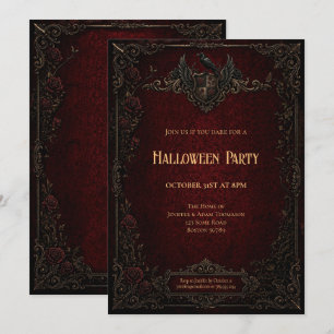 invitación a fiesta de Halloween de vampiro vintag