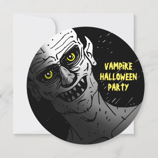 Invitación a fiesta de Halloween de vampiros (Anverso)
