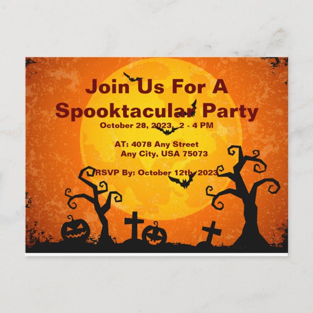 Invitación a fiesta de Halloween en Spooktacular,  (Anverso)