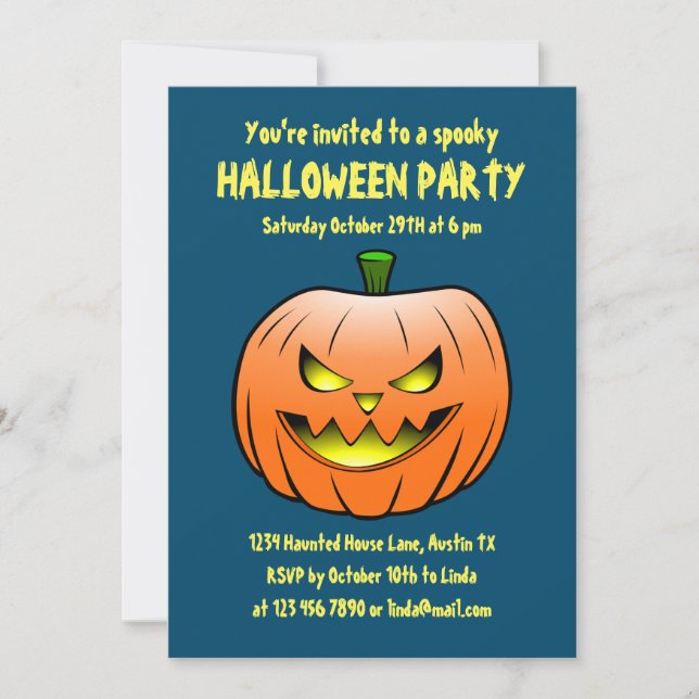 Invitación a fiesta de Halloween espeluznante (Anverso)