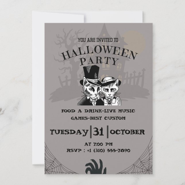 Invitación a fiesta de Halloween espeluznante (Anverso)
