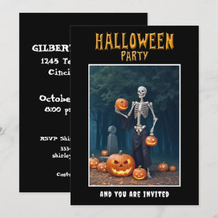 invitación a fiesta de Halloween Esqueleto entre c