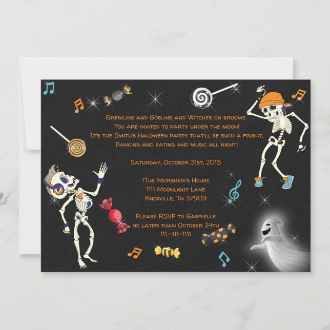 Invitación a fiesta de Halloween, invitación a bai (Anverso)