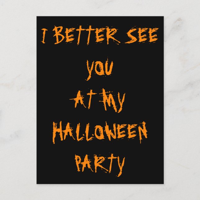 Invitación a fiesta de Halloween Naranja negro crí (Anverso)