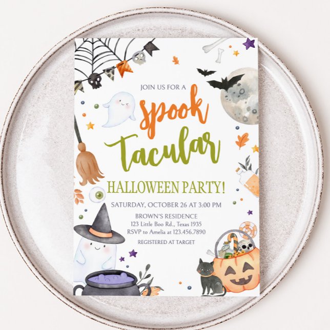 Invitación a fiesta de Halloween para niños con vo (Spooktacular Halloween Party Invitation)