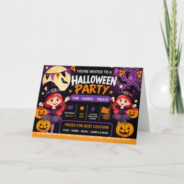 Invitación a fiesta de Halloween para niños | Mons (Anverso)