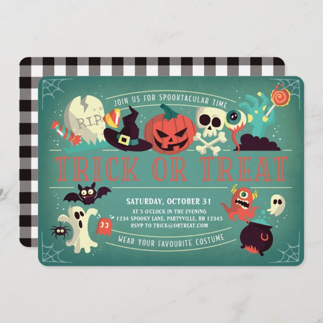 Invitación a fiesta de Halloween Spooktacular (Anverso / Reverso)