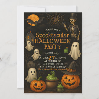 Invitación a fiesta de Halloween Spooktacular en e