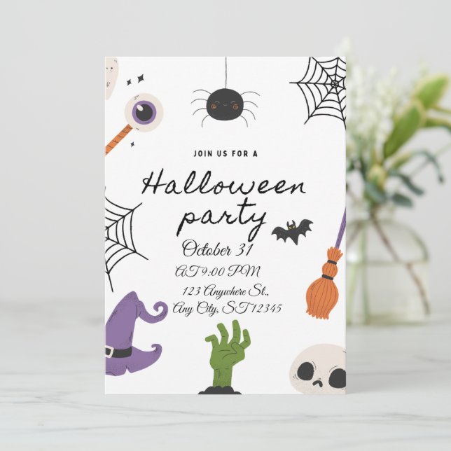 Invitación a Fiesta de Halloween Vintage (Anverso de pie)