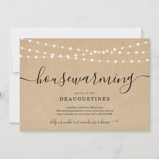 Invitación a fiesta de inauguración rústica (Anverso)