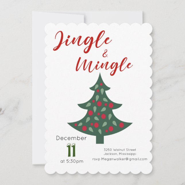 Invitación a Fiesta de Jingle y Mingle Navidades (Anverso)